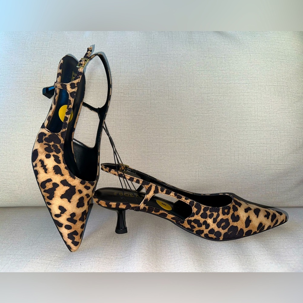 Leopard print heels /Classic slingback pointed toe/ #8